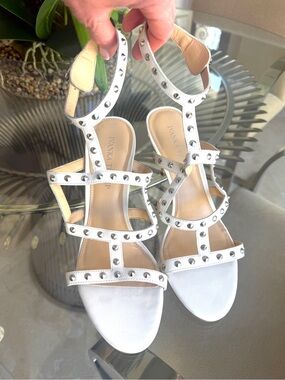 Ivanka Trump White Studded Gladiator Strappy Heels Size 8